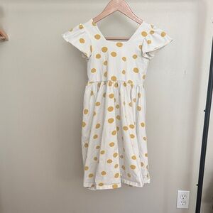 Charming White and Yellow Polka Dot Kids Dress